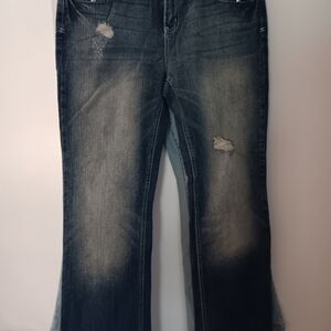 Women's distressed flare jeans